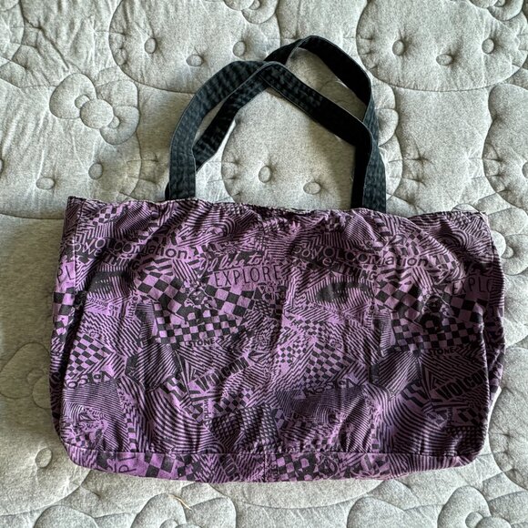 VOLCOM Reversible Oversized Canvas Tote Bag 24" Travel Weekend Beach Bag - Picture 7 of 11